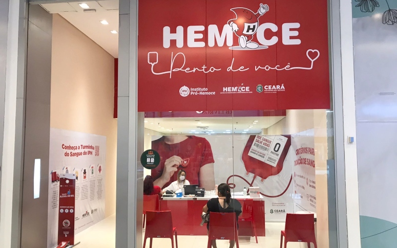 Hemoce coleta mais de mil bolsas de sangue no Shopping Parangaba; posto recebe voluntários até domingo (13)