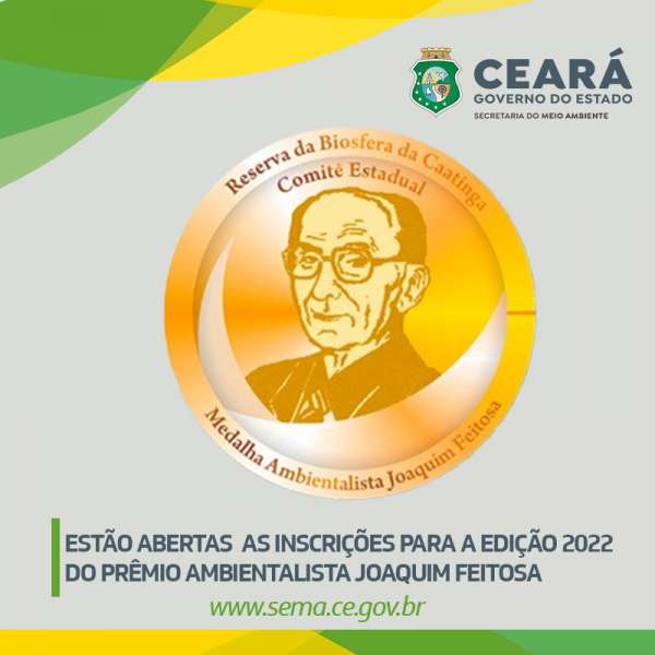 Estão abertas as inscrições para a edição 2022 do Prêmio Ambientalista Joaquim Feitosa