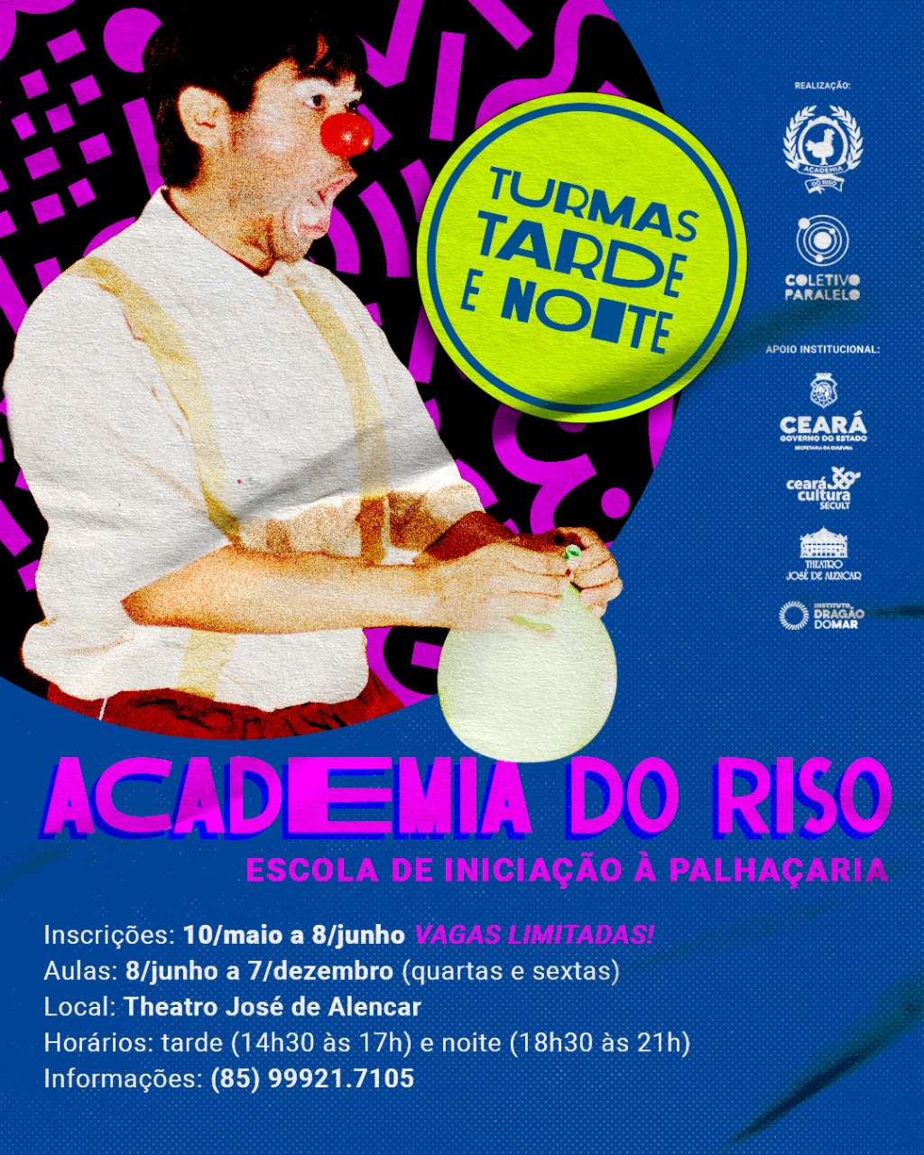 Academia do Riso abre inscrições para novas turmas do Curso de Palhaçaria no Anexo CENA do TJA