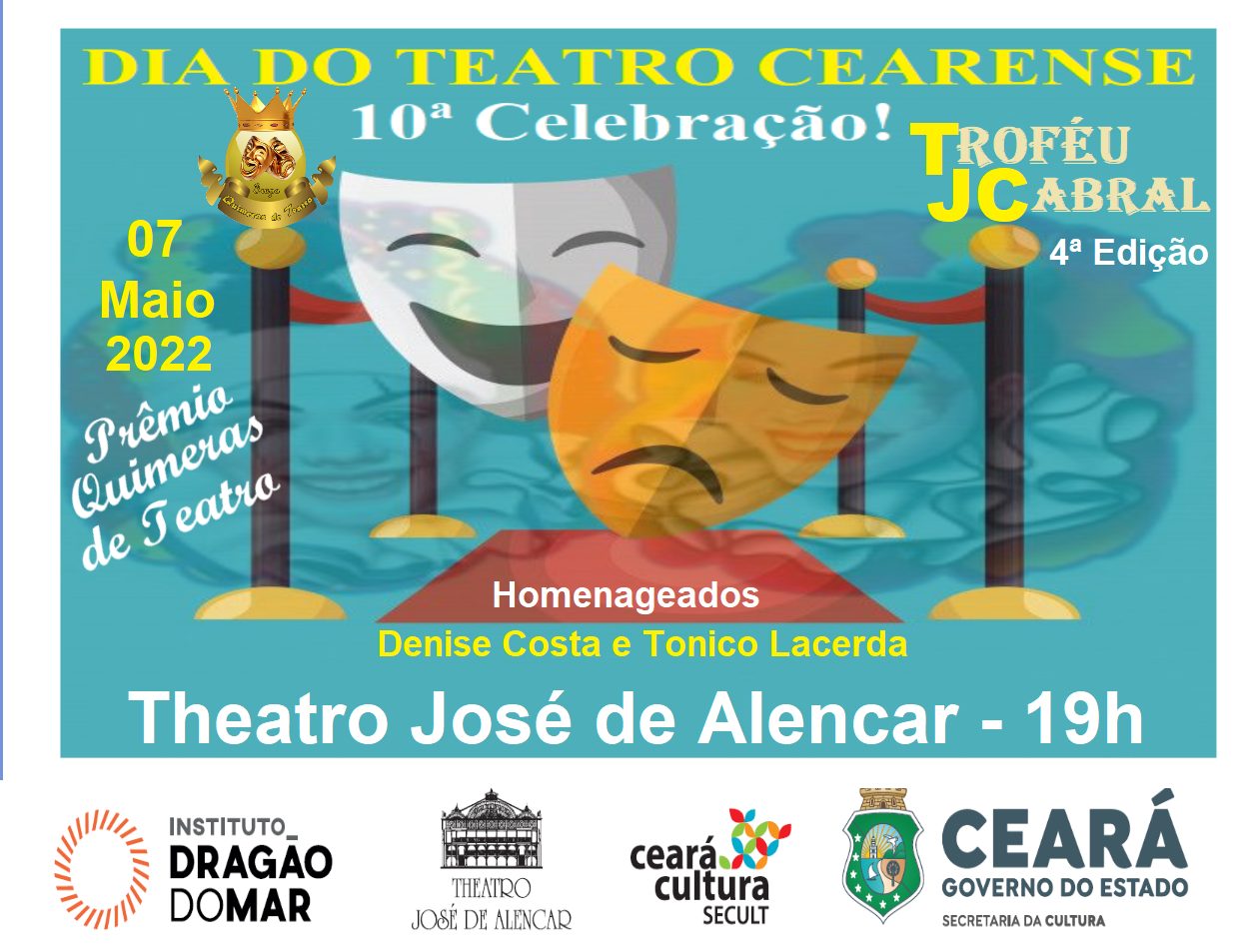 Dia do Teatro Cearense: Solenidade realiza entrega do Troféu J. Cabral e do Prêmio Quimeras de Teatro no TJA
