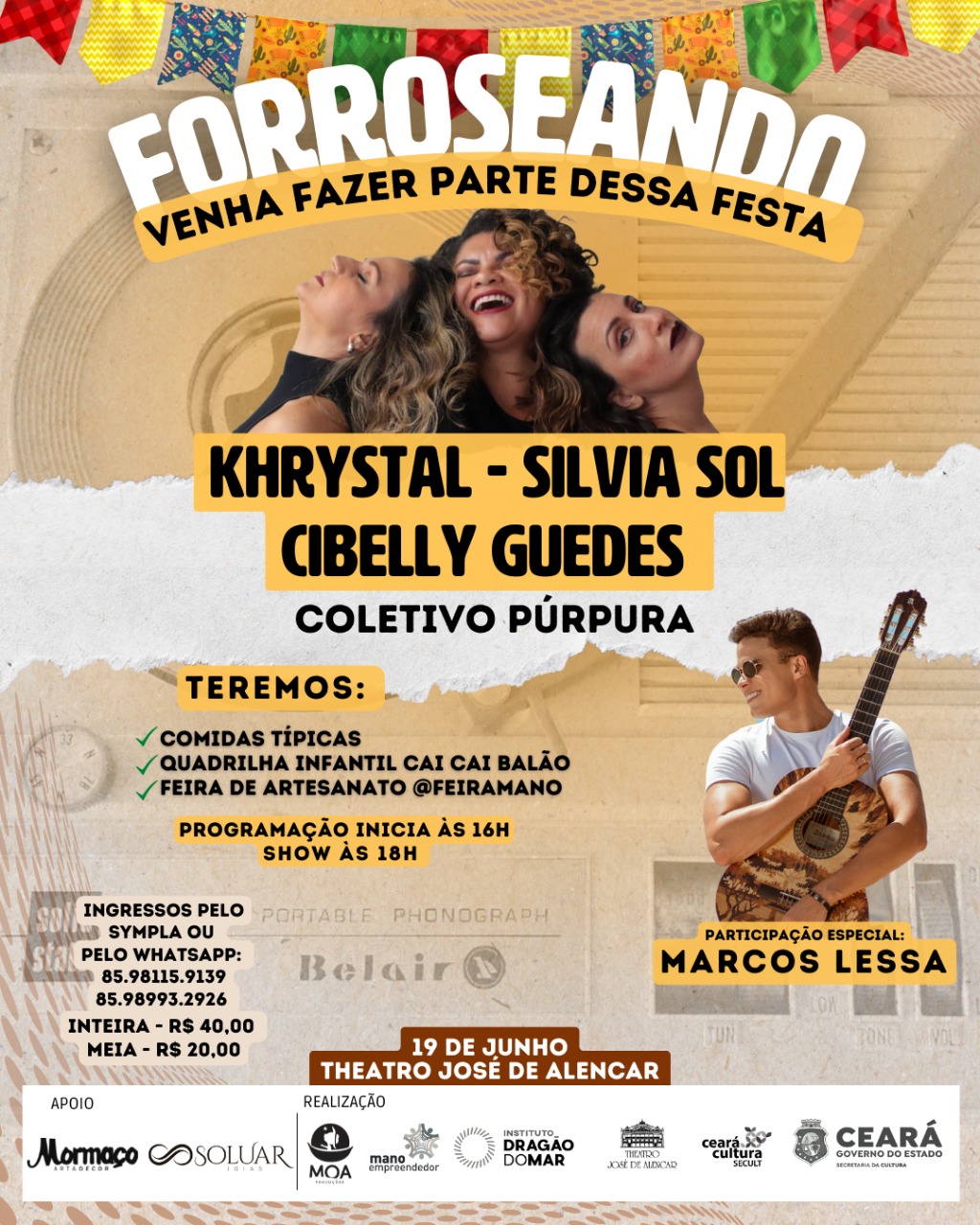 “Forroseando”: Coletivo Púrpura (RN) anima o mês junino, dia 19 de junho, no Theatro José de Alencar