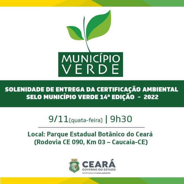 Certificação Selo Município Verde será entregue nesta quarta (9)