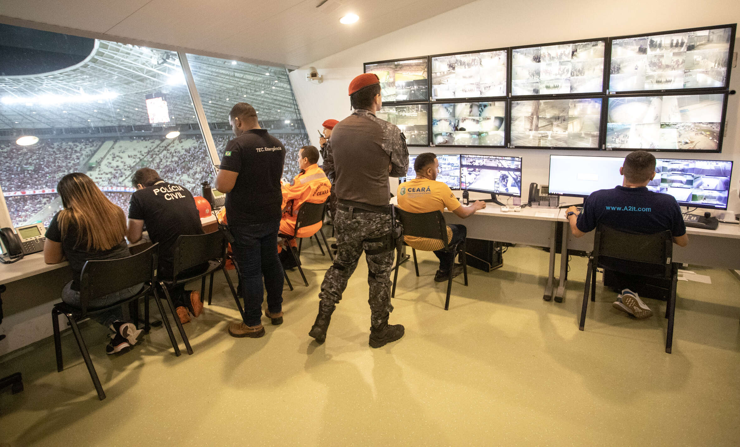 Videomonitoramento da Arena Castelão reforça o esquema de segurança durante os eventos esportivos