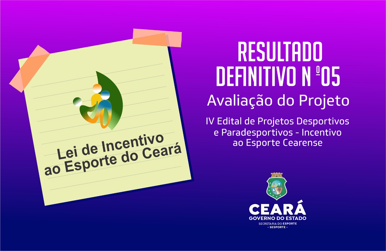 Sesporte divulga resultado definitivo da etapa “Avaliação do Projeto” da Lei de Incentivo ao Esporte do Ceará