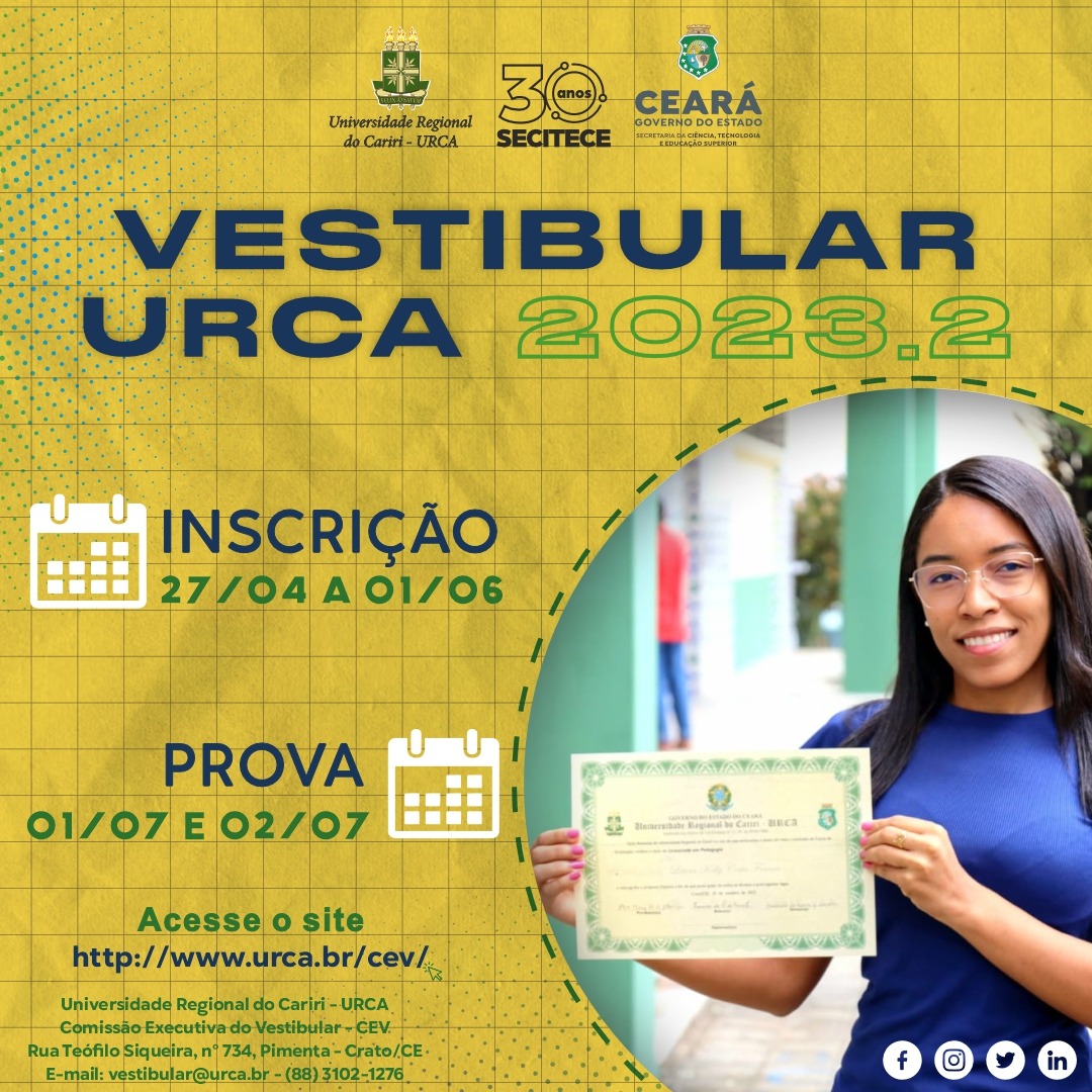 Inscrições para o Vestibular da Urca começam próximo dia 17