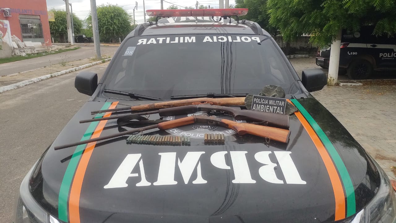 Homem é detido e três armas de fogo e 92 aves silvestres são apreendidas pela PMCE