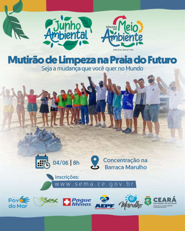 Mutirão de limpeza na Praia do Futuro marca abertura do Junho Ambiental 2023
