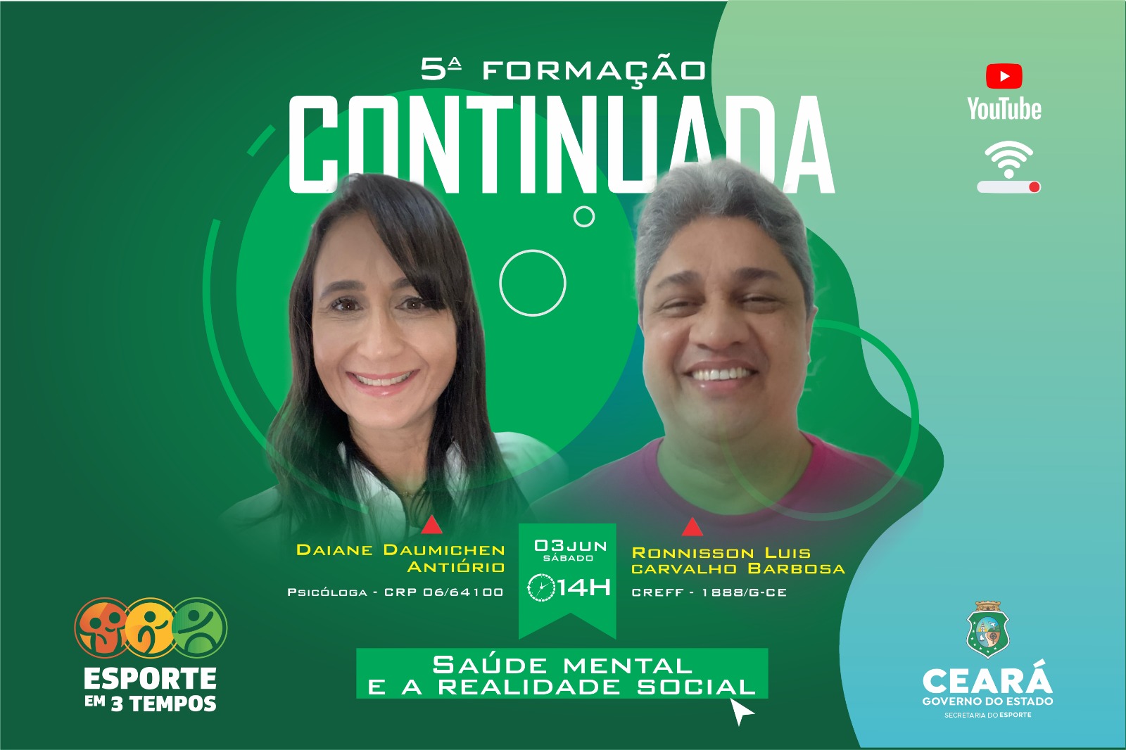 Projeto Esporte em 3 Tempos realiza 5ª Formação Continuada On-line, neste sábado (3)