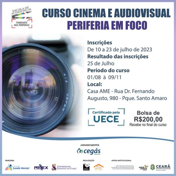 Curso Cinema e Audiovisual Periferia em Foco recebe inscrições