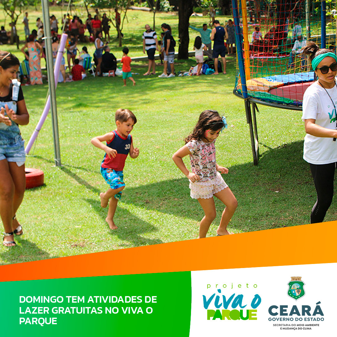Domingo tem atividades de lazer gratuitas no Viva o Parque