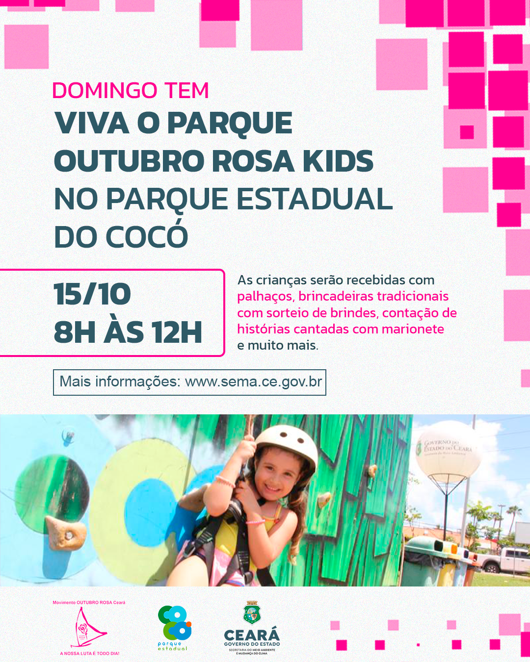 Programa Viva o Parque recebe o Outubro Rosa Kids neste domingo
