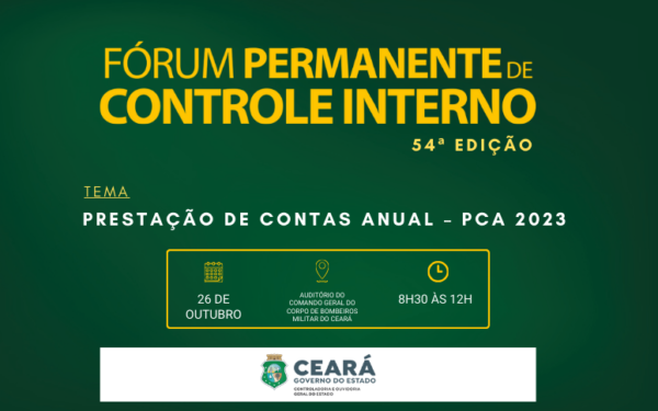 Estão abertas as inscrições para o 54º Fórum Permanente de Controle Interno