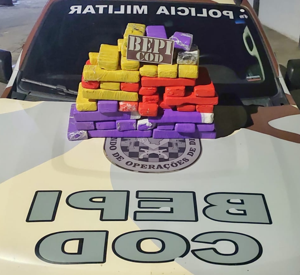 PMCE prende mulher em flagrante e apreende 28,3 kg de maconha durante abordagem a ônibus