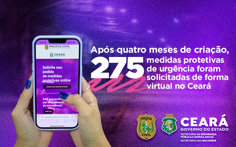 Após quatro meses de criação, 275 medidas protetivas de urgência foram solicitadas de forma virtual no Ceará