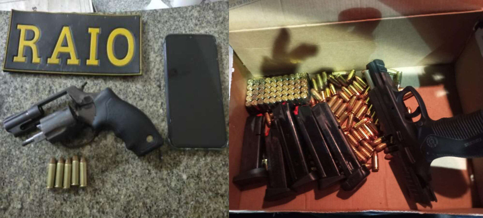 Polícia Militar prende em flagrante dois suspeitos e apreende armas de fogo e mais de 120 munições na Capital