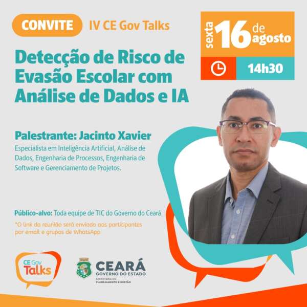 Uso de inteligência artificial para detectar evasão escolar é tema do 4º CE Gov Talks