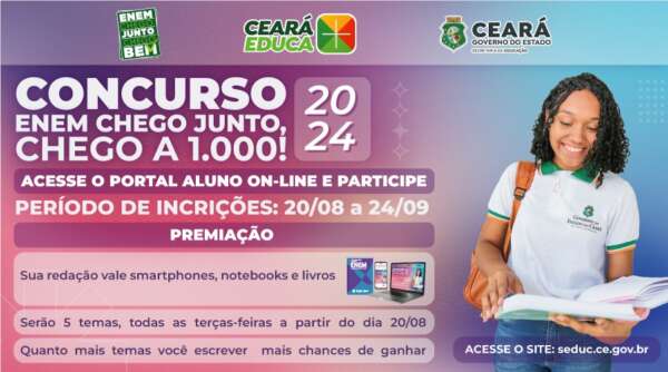 Seduc divulga regulamento do Concurso de Redação Enem Chego Junto, Chego a 1.000!