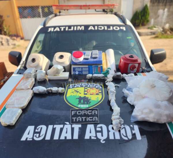 Denúncia resulta na apreensão de 13kg de drogas, material para fabricação de entorpecentes e artefato explosivo em Maracanaú