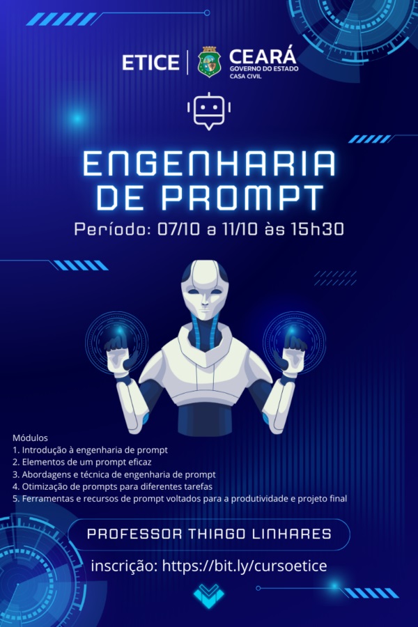 Etice promove curso de Engenharia de prompt para Governo do Estado do Ceará