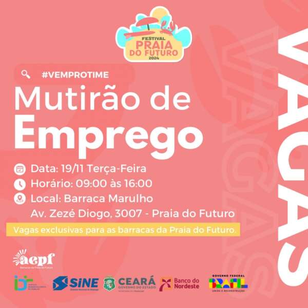 Mutirão de empregos oferece cerca de 200 oportunidades nas barracas da Praia do Futuro