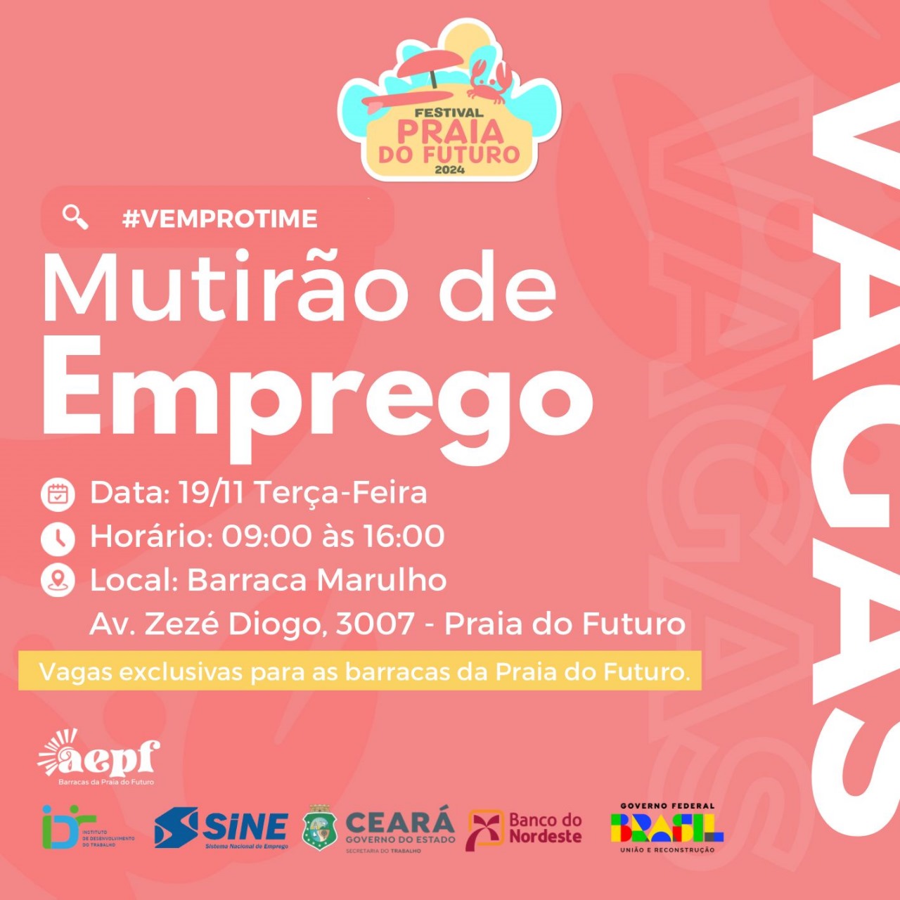 Mutirão de empregos oferece cerca de 200 oportunidades nas barracas da Praia do Futuro