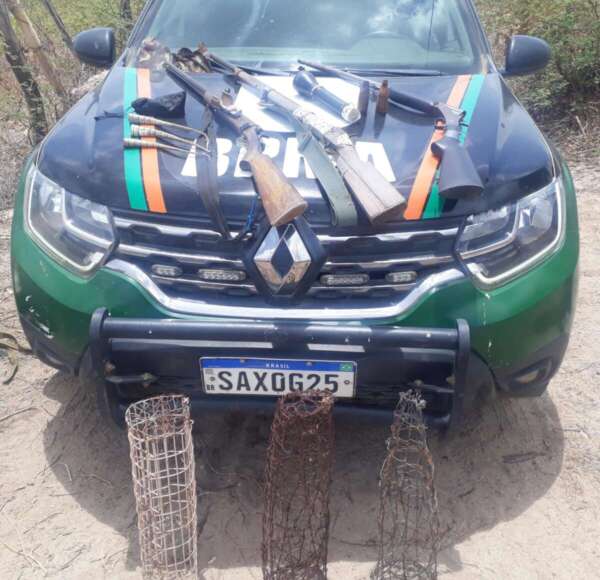 PMCE resgata 20 galos e apreende três armas em rinha na cidade de Milagres