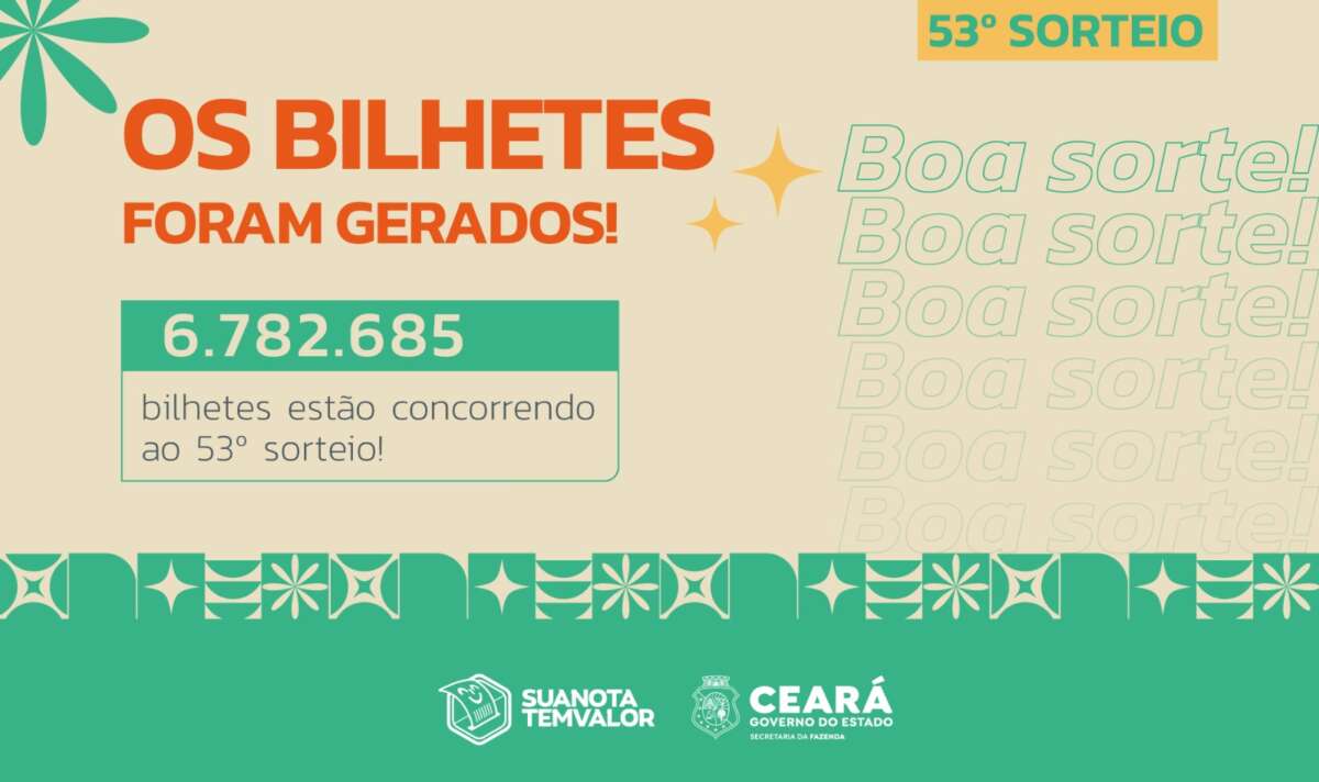 Sua Nota Tem Valor: mais de 6,7 milhões de bilhetes foram gerados para o 53º sorteio