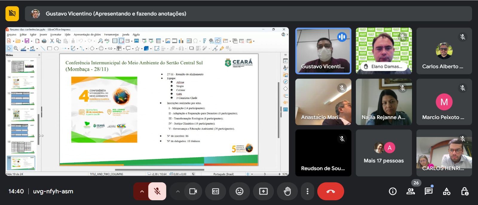 Coema destaca realizações das Conferências Intermunicipais do Meio Ambiente durante reunião virtual