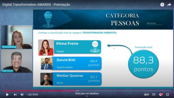 Titular da Sema vence prêmio Digital Transformation Awards, na categoria Transformador Ambiental