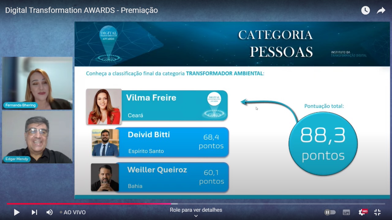 Titular da Sema vence prêmio Digital Transformation Awards, na categoria Transformador Ambiental