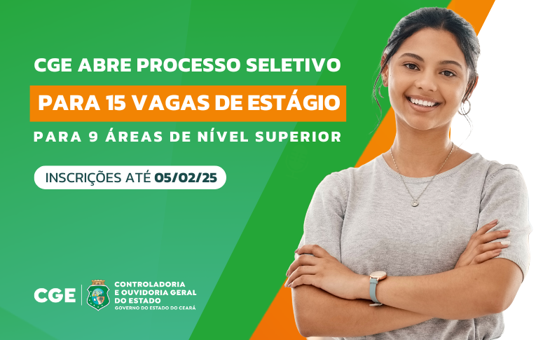 Últimos dias! CGE realiza seleção para 15 vagas de estágio