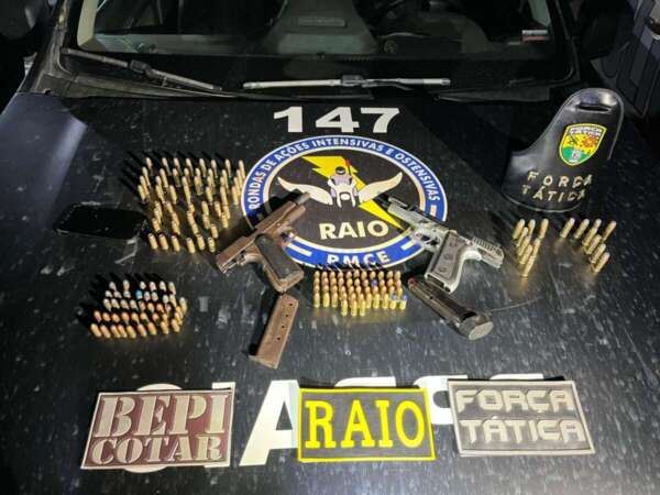 PMCE apreende armas de fogo e munições durante ação na zona rural de Novo Oriente