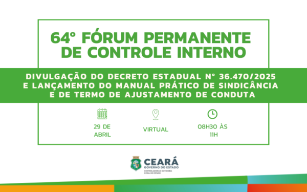 CGE abre inscrições para o 64º Fórum Permanente de Controle Interno