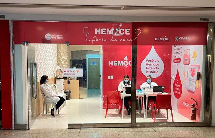 Hemoce inaugura posto de coleta temporário no Shopping RioMar Fortaleza, nesta quinta (3)