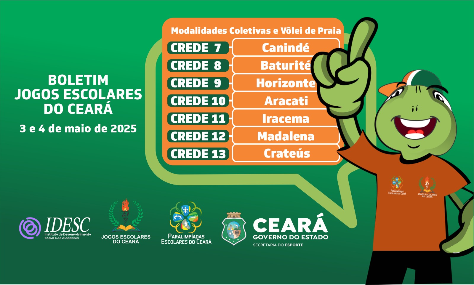Sesporte realiza 2ª rodada da fase Crede dos Jogos Escolares do Ceará neste fim de semana