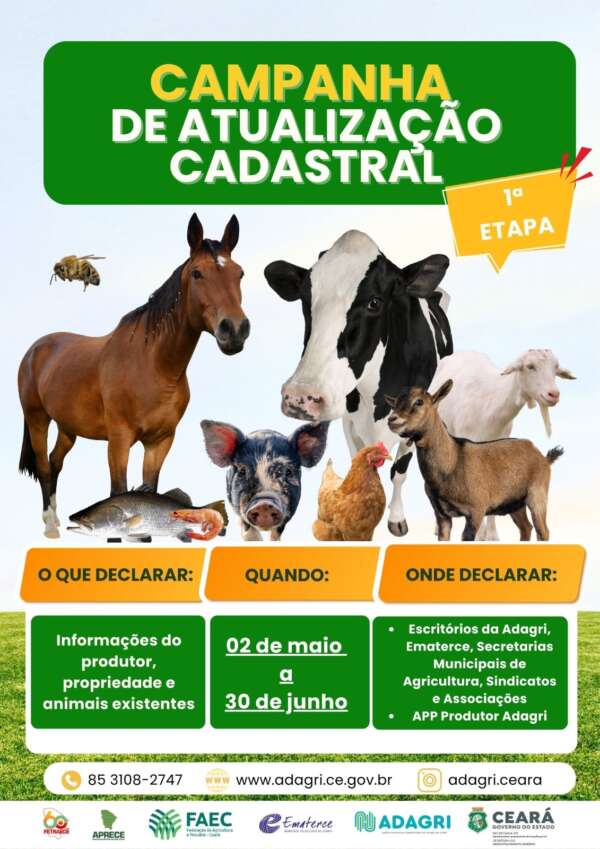 Campanha de Atualização Cadastral é obrigatória a todos os produtores, propriedades rurais e rebanhos