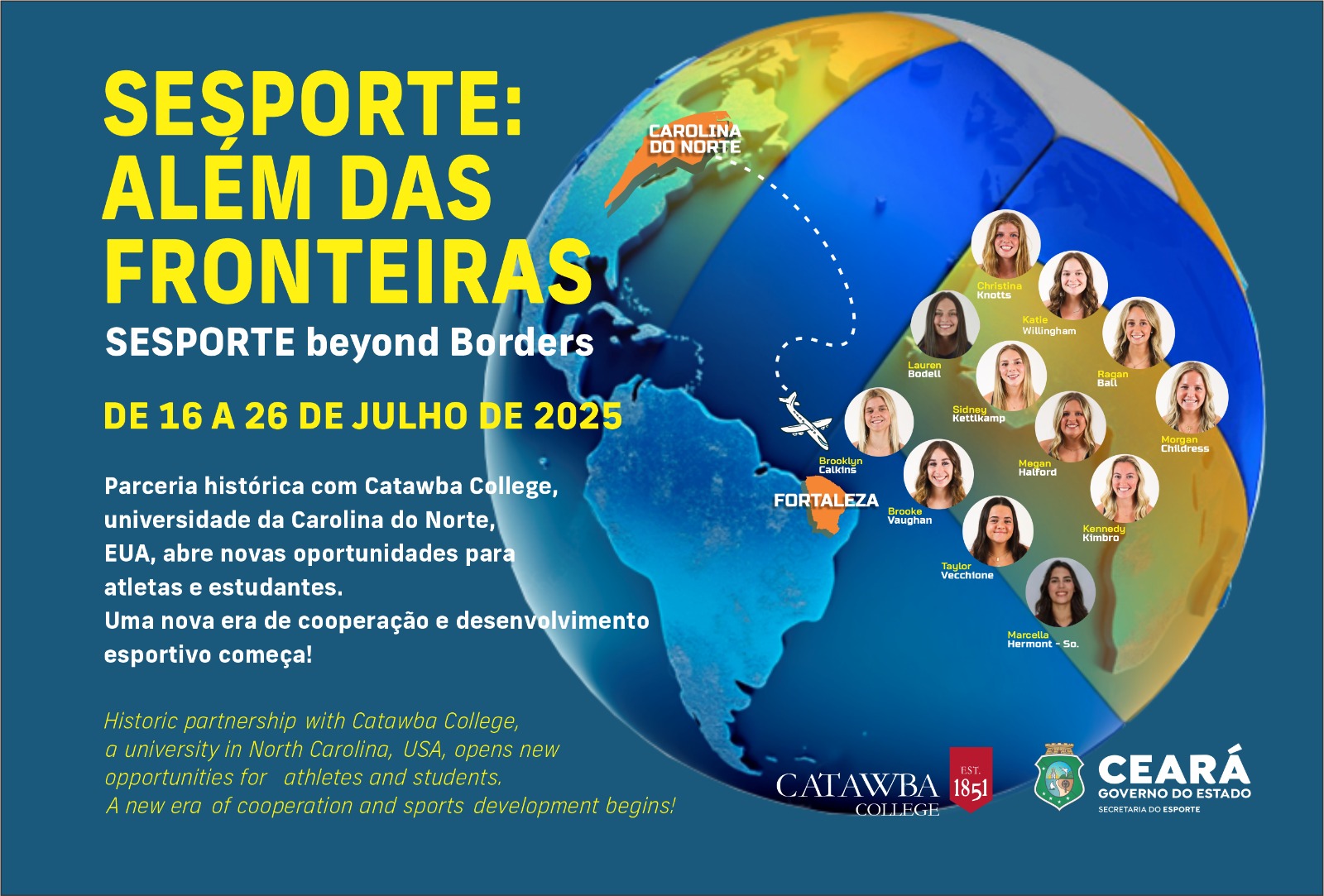 Sesporte apoia intercâmbio com time feminino de vôlei da Catawba College (EUA)