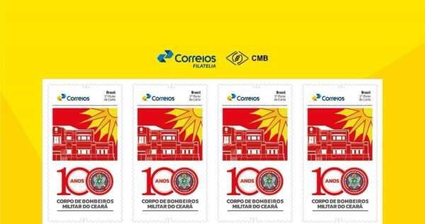 Selo e carimbo dos Correios destacam centenário do Corpo de Bombeiros do Ceará