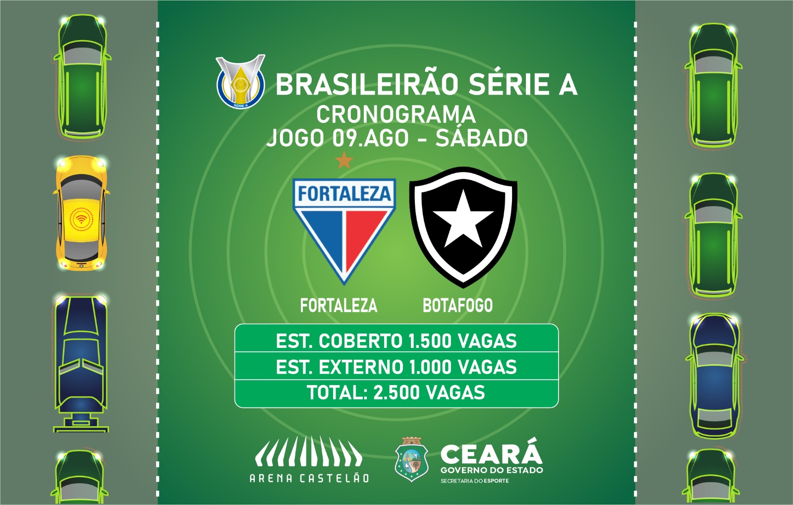 Arena Castelão terá redução de vagas no estacionamento nos próximos jogos