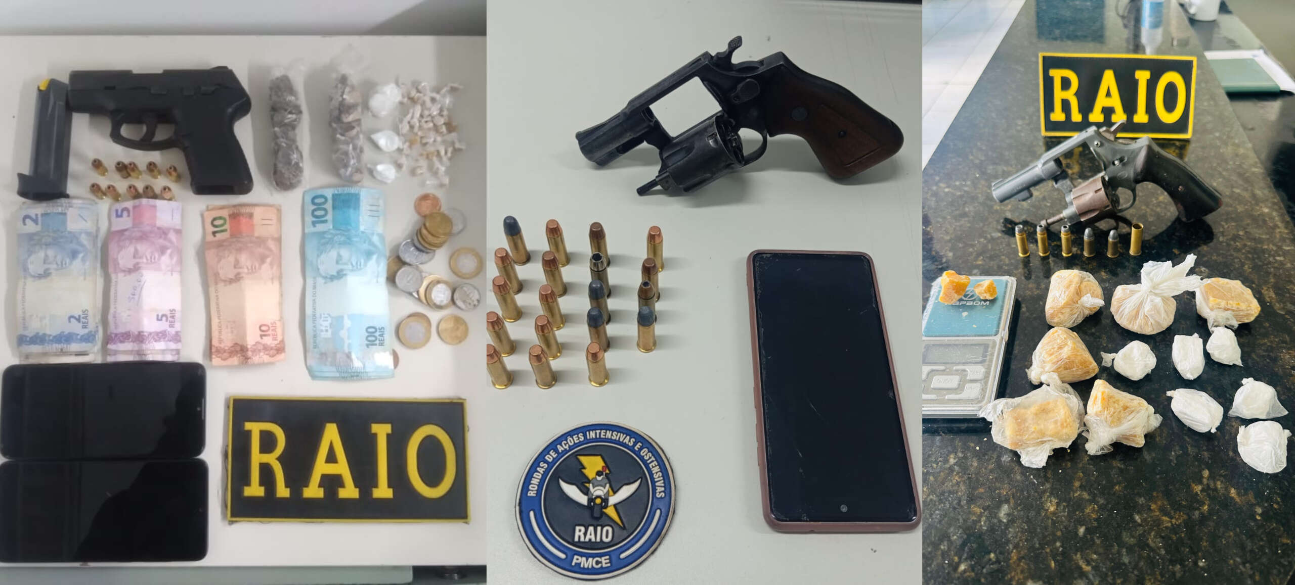 Ações da PMCE na Região Norte do Ceará resultam na prisão de quatro suspeitos e apreensão de materiais ilícitos