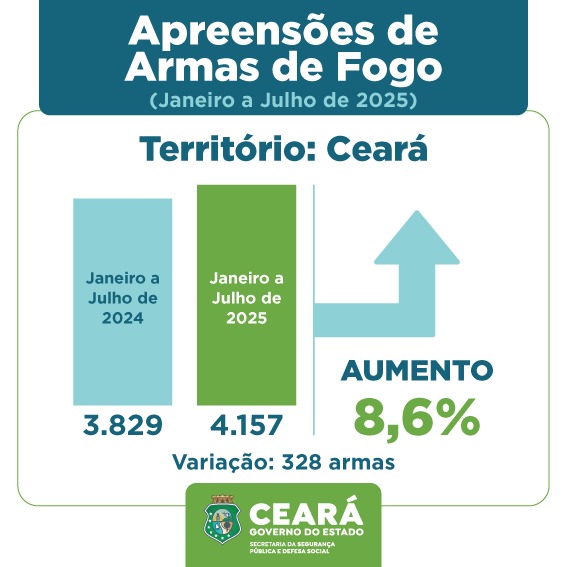 Nos sete primeiros meses, ações das Forças de Segurança resultaram no aumento de 8,6% na apreensão de armas de fogo