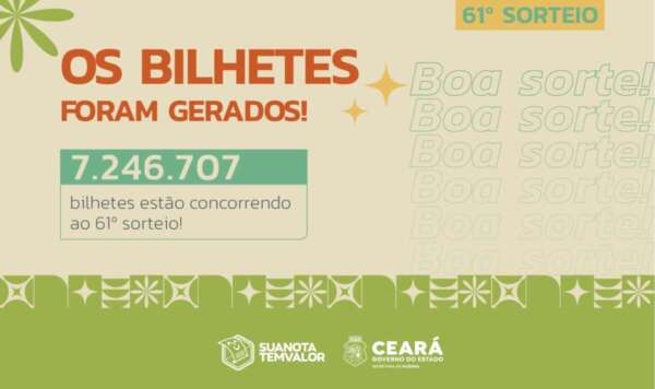 Mais de 7,2 milhões de bilhetes foram gerados para o 61º sorteio do Sua Nota Tem Valor