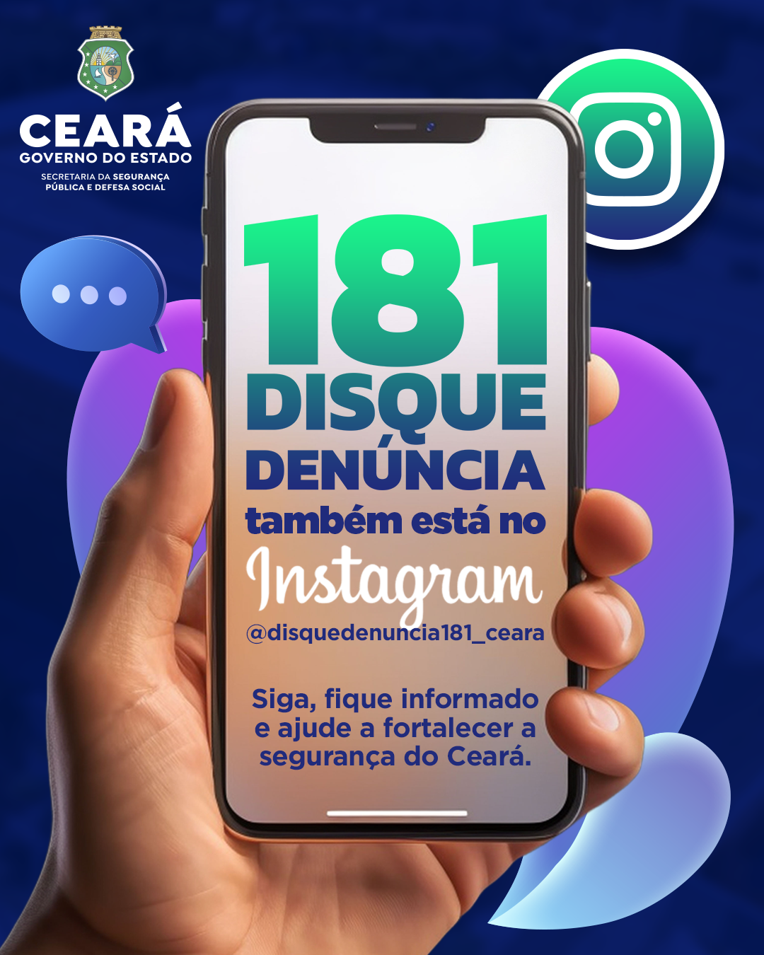 Disque-Denúncia 181 lança perfil no Instagram para divulgação de ações
