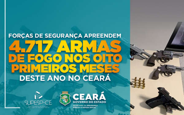Forças de Segurança apreendem 4.717 armas de fogo nos oito primeiros meses deste ano no Ceará