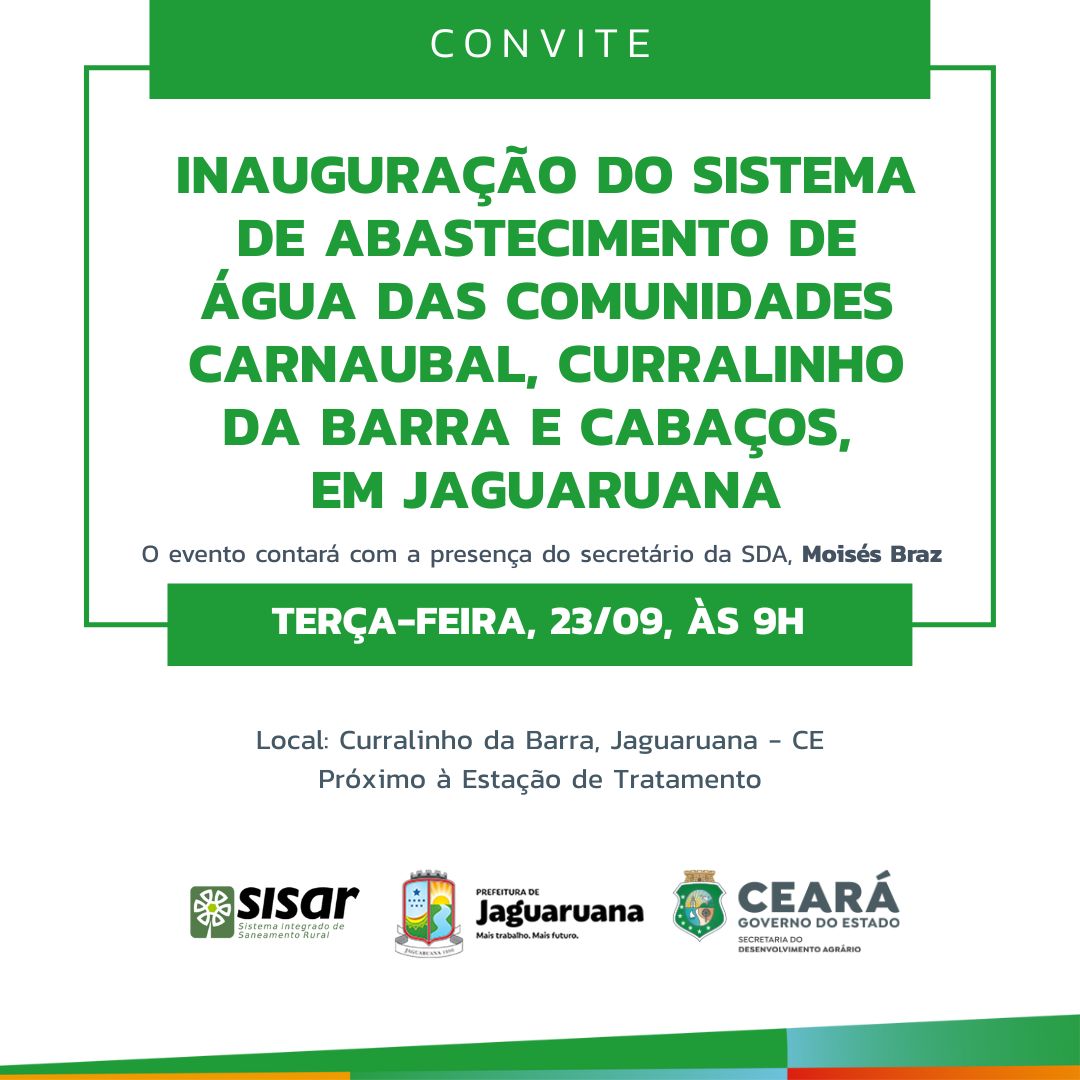 SDA inaugura Sistema de Abastecimento de Água em Jaguaruana