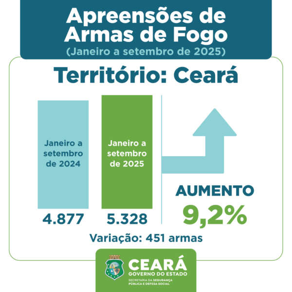 Forças de Segurança apreendem 5.328 armas de fogo nos nove primeiros meses deste ano no Ceará