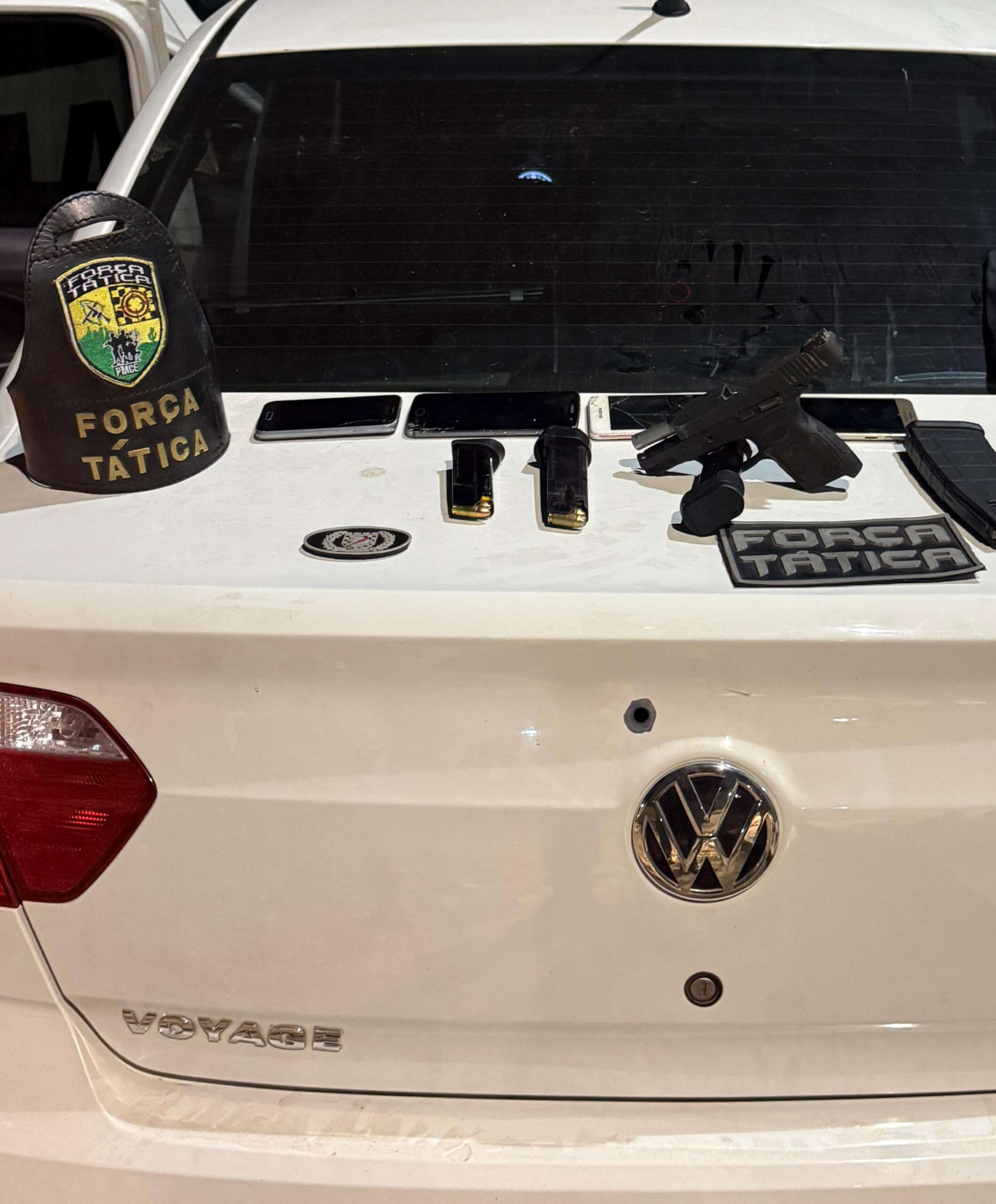 Ação da Polícia Militar resulta em apreensão de arma de fogo, munições e automóvel na Capital