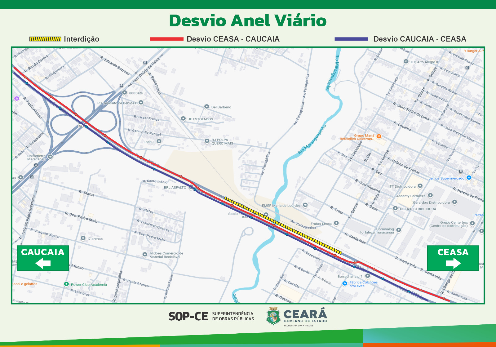 Trecho do Anel Viário de Fortaleza será interditado parcialmente para obras nesta sexta-feira (07)