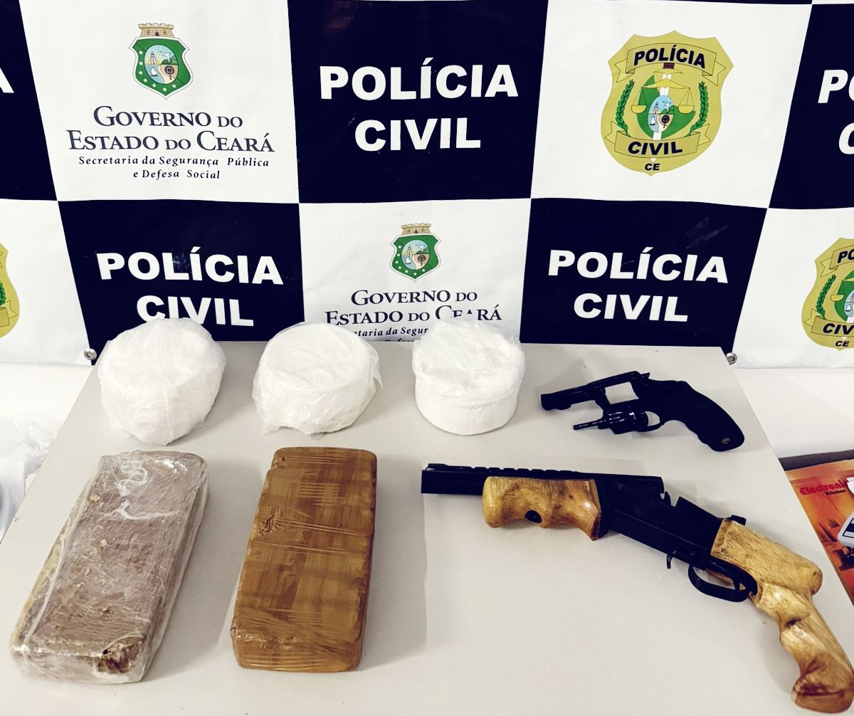 Polícia Civil prende homem e apreende mais de 4 kg de drogas e armas no Crato