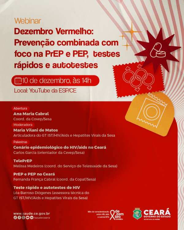 Sesa promove webinar sobre prevenção combinada no Dezembro Vermelho na quarta-feira (10)